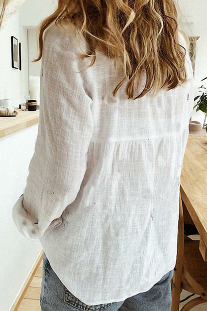Buckle Shirt Collar Blouses(4 Colors)