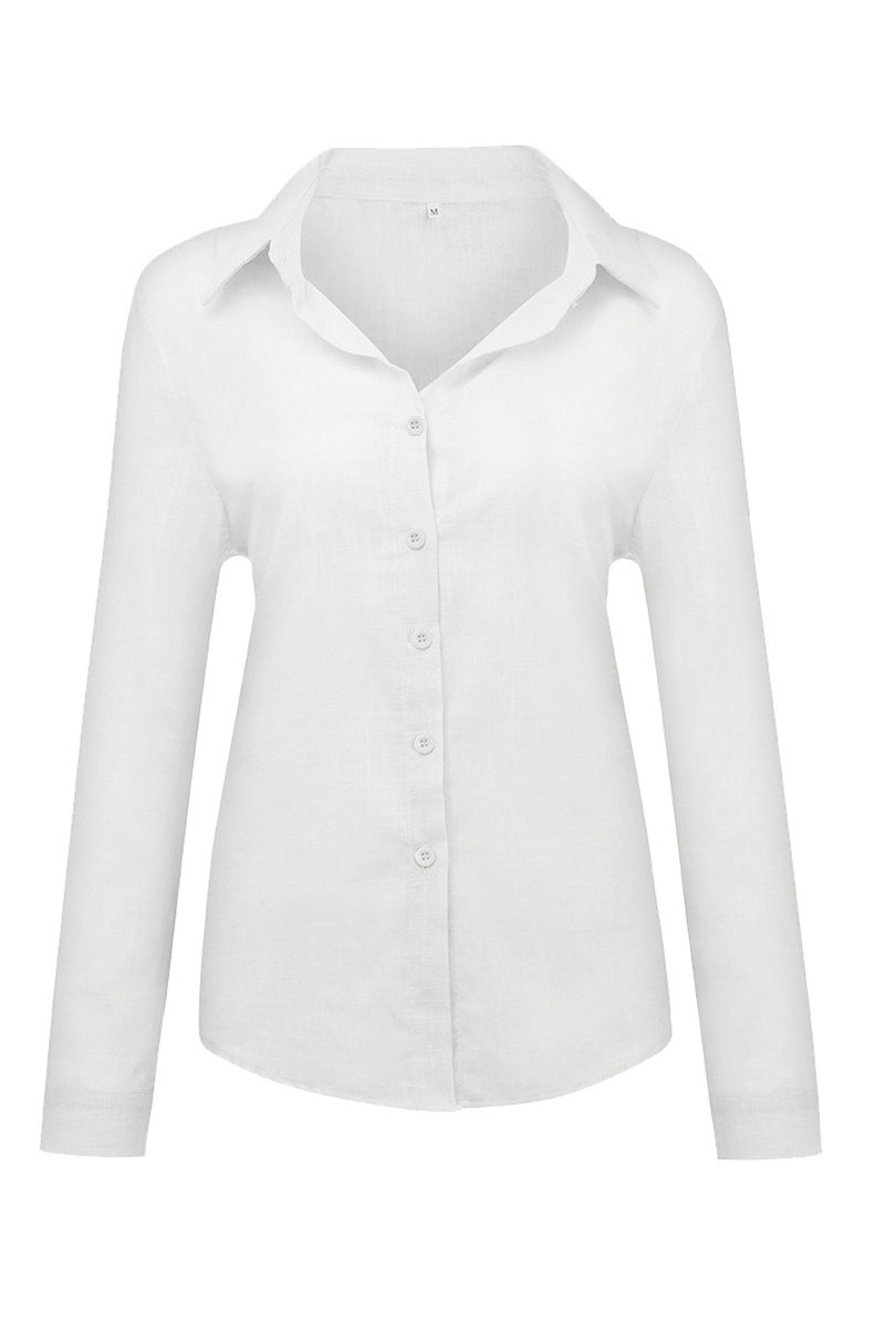 Buckle Shirt Collar Blouses(4 Colors)