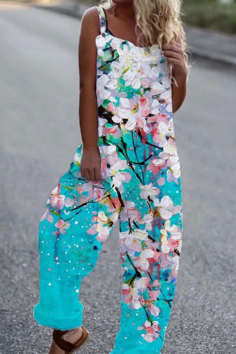 Print Patchwork Loose Jumpsuits(5 Colors)