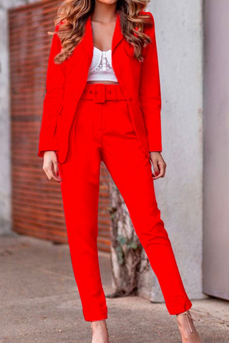 Patchwork Turndown Collar Long Sleeve Two Pieces