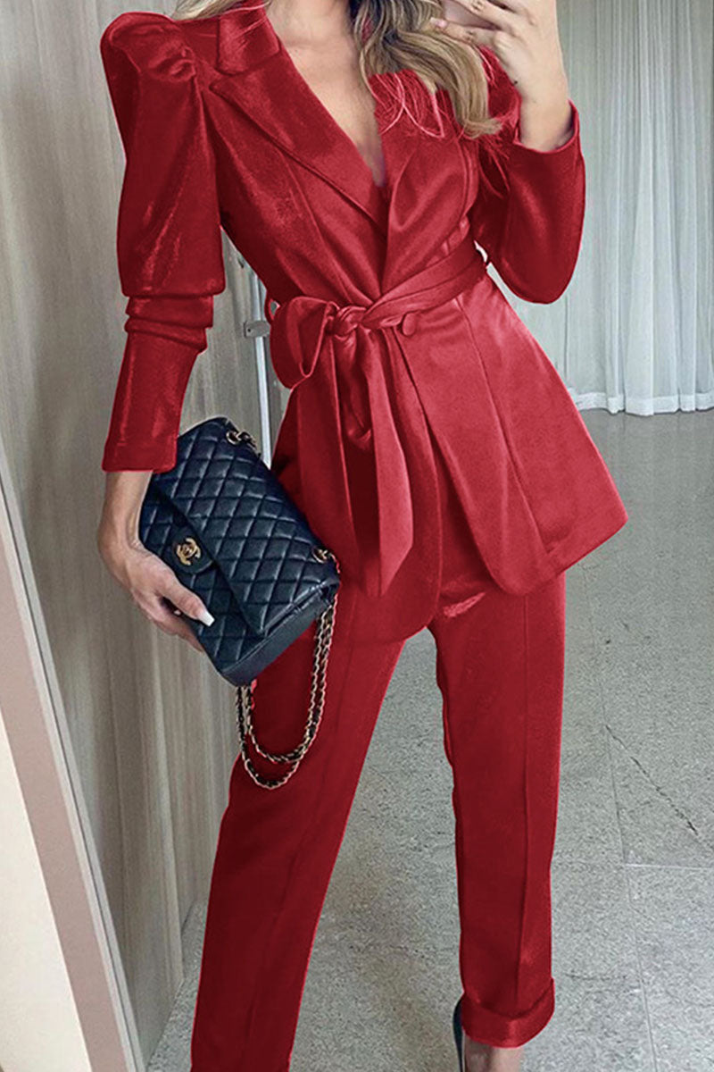 Street Patchwork Turndown Collar Long Sleeve Two Pieces