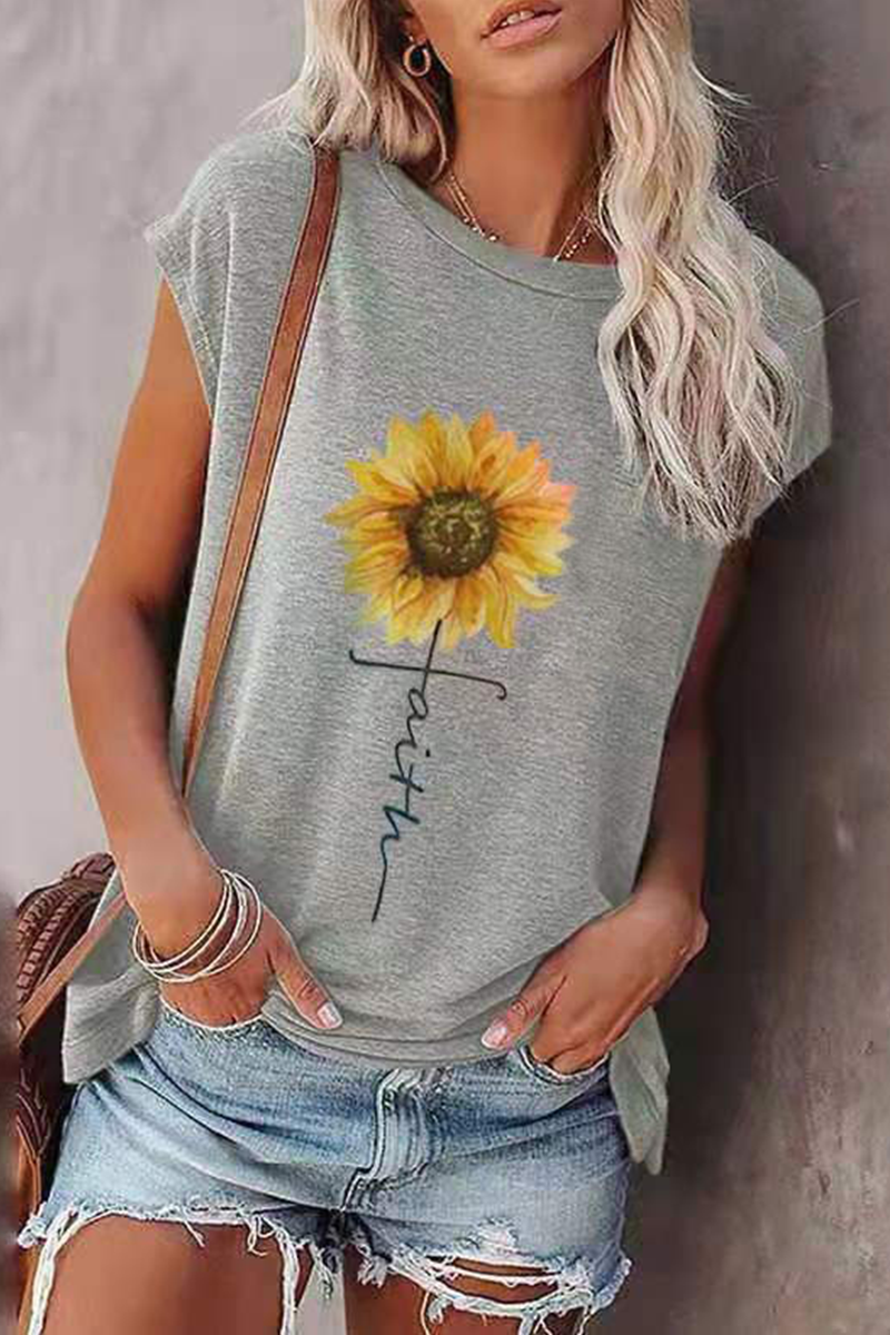 Print Basic O Neck T-shirts(6 Colors)
