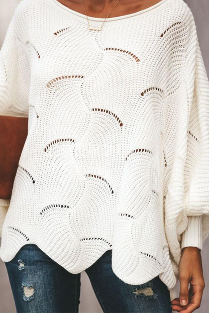 Hollowed Out Patchwork O Neck Sweaters(7 Colors)