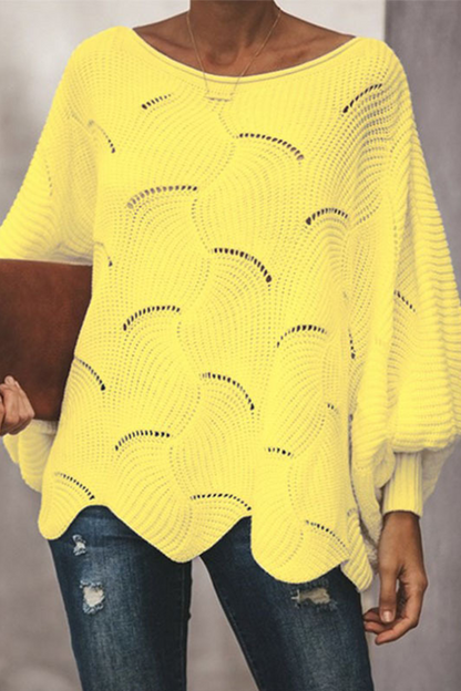 Hollowed Out Patchwork O Neck Sweaters(7 Colors)