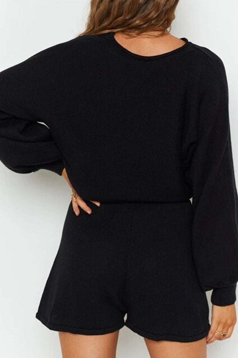 Split Joint O Neck Long Sleeve Two Pieces