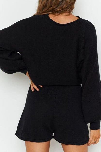 Split Joint O Neck Long Sleeve Two Pieces