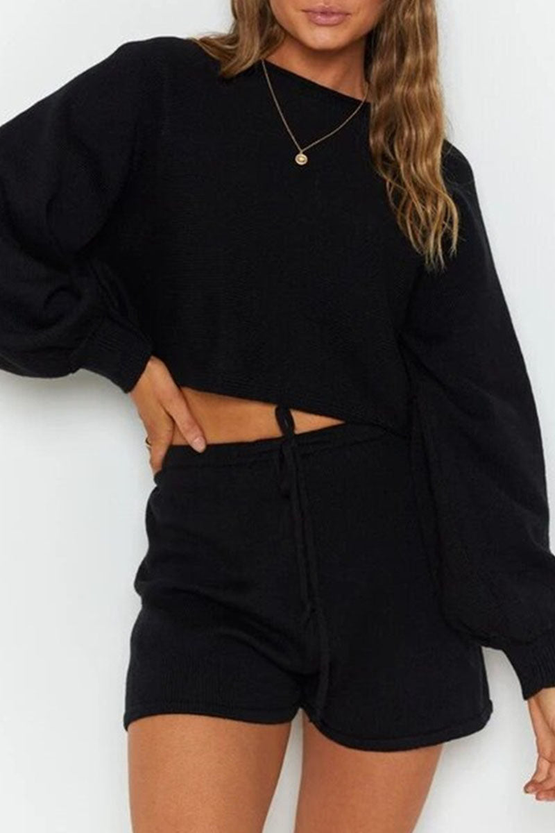 Split Joint O Neck Long Sleeve Two Pieces