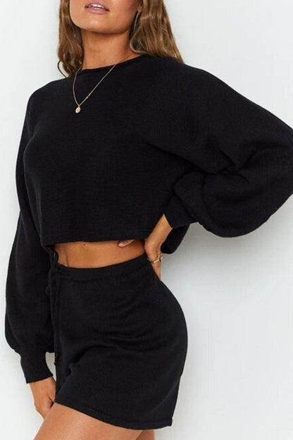 Split Joint O Neck Long Sleeve Two Pieces