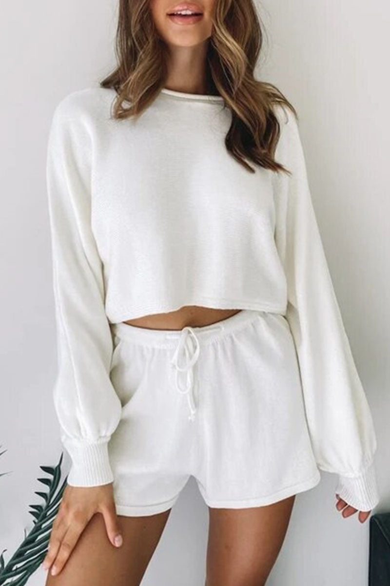 Split Joint O Neck Long Sleeve Two Pieces