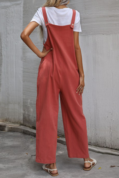 Pocket Buttons Straight Jumpsuits