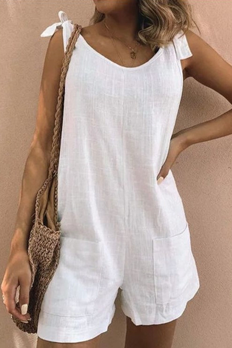 Street Patchwork Pocket V Neck Straight Jumpsuits(5 Colors)