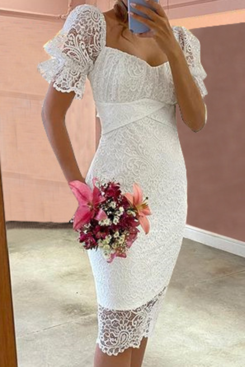 Patchwork Lace Strapless Pencil Skirt Dresses