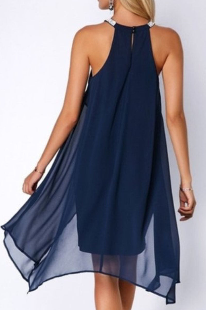 Street Patchwork O Neck Pencil Skirt Dresses(4 Colors)