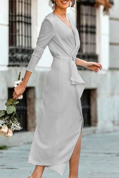 Celebrities Patchwork V Neck Pencil Skirt Dresses(4 Colors)