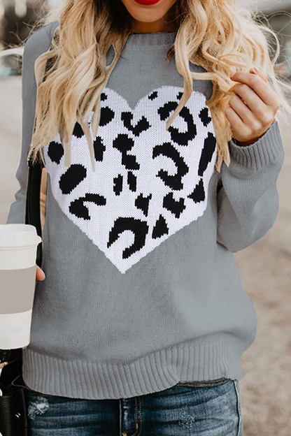 Print Split Joint O Neck Tops Sweater