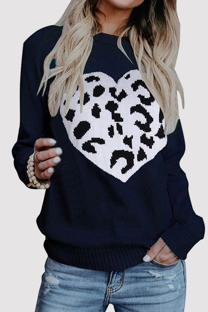 Print Split Joint O Neck Tops Sweater
