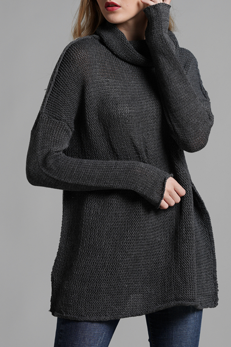 Split Joint Turtleneck Tops Sweater
