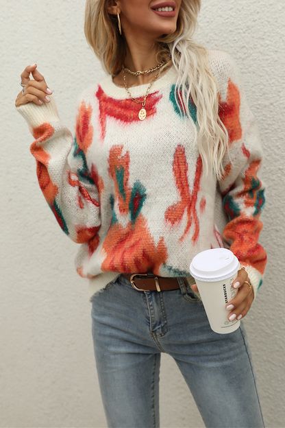 Print Basic O Neck Tops Sweater