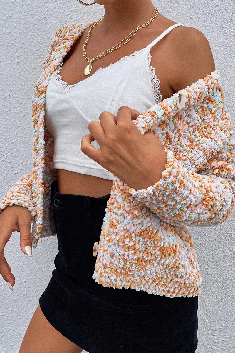 Split Joint Buckle V Neck Tops Sweater