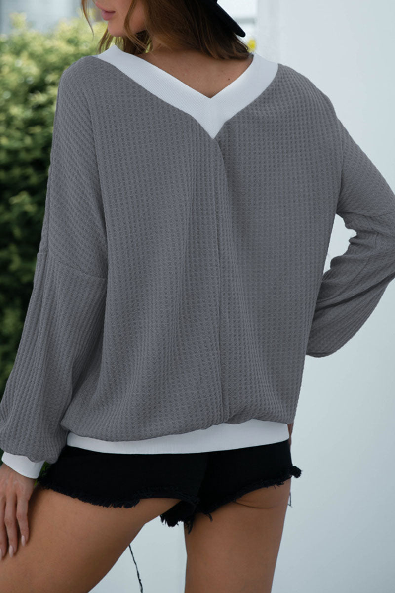 Patchwork V Neck T-shirts