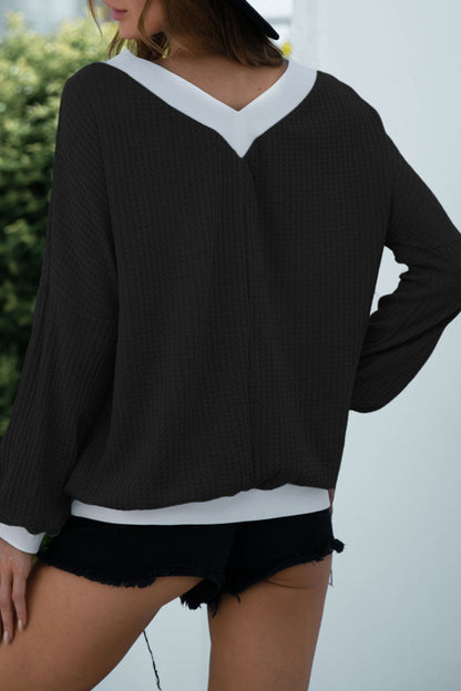 Patchwork V Neck T-shirts