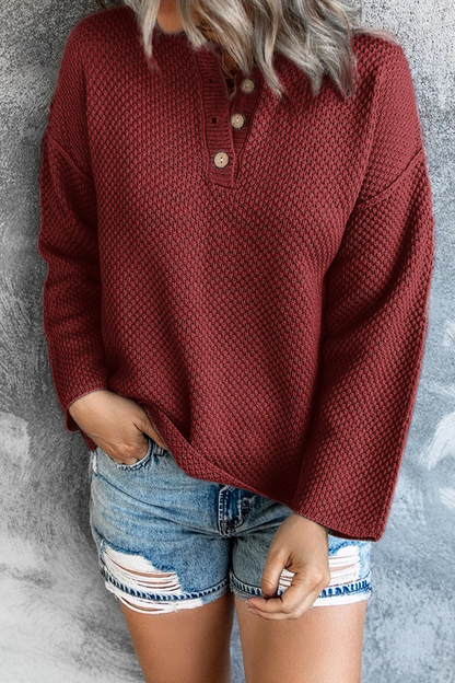 Buckle V Neck Tops Sweater