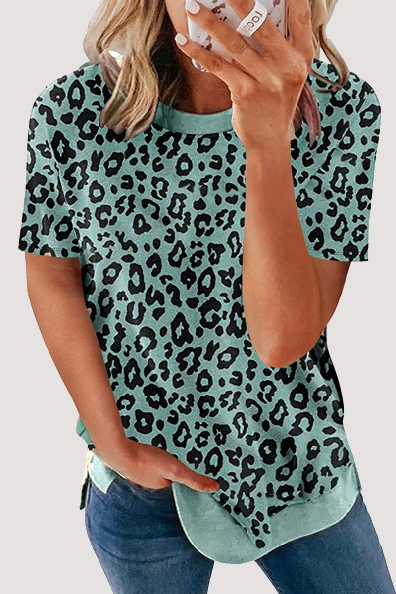 Leopard Basic O Neck T-shirts