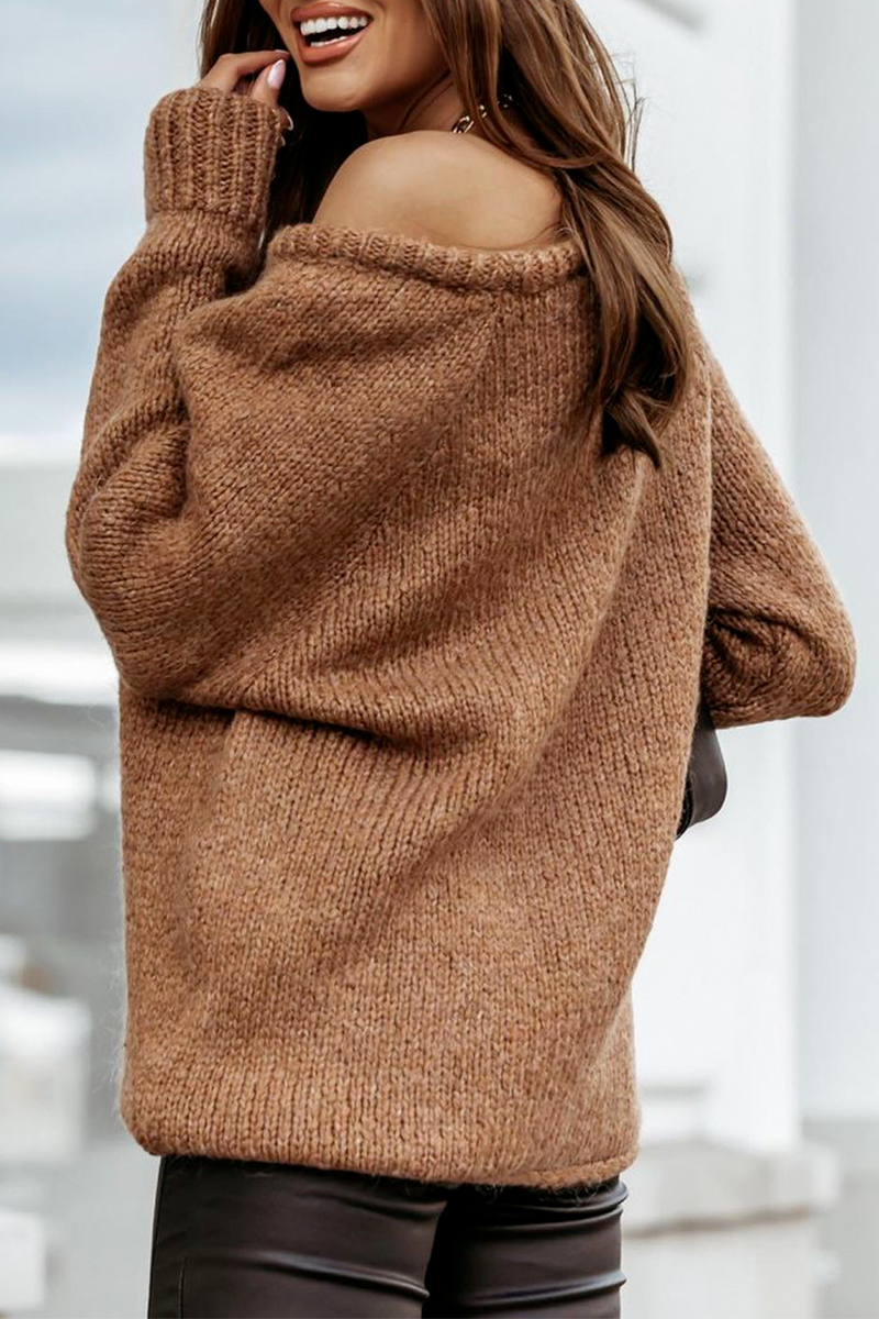 Split Joint O Neck Tops Sweater(3 Colors)