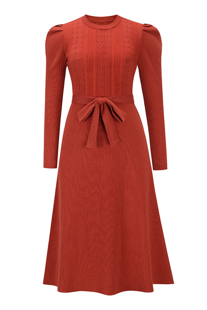 With Belt O Neck Sweater Dresses(5 Colors)