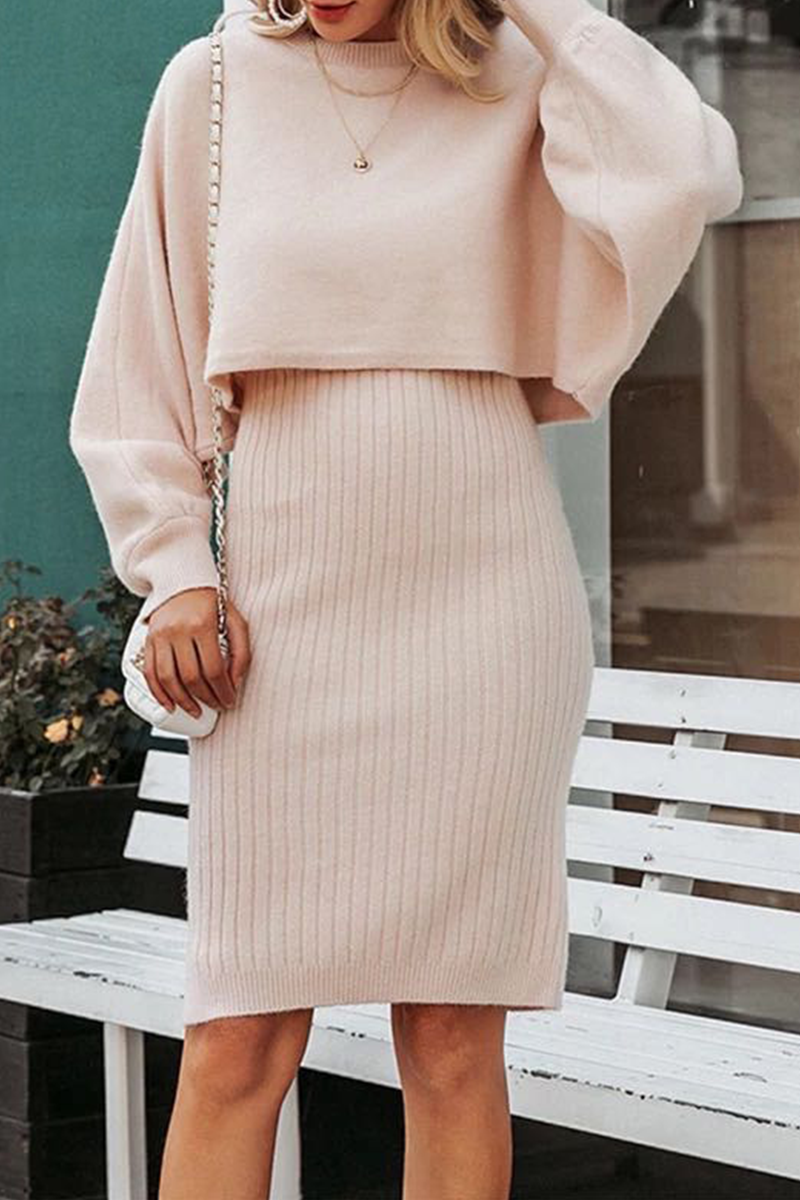 Split Joint O Neck Long Sleeve Two Pieces