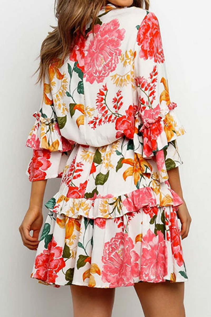 Flounce Strap Design O Neck Waist Skirt Dresses