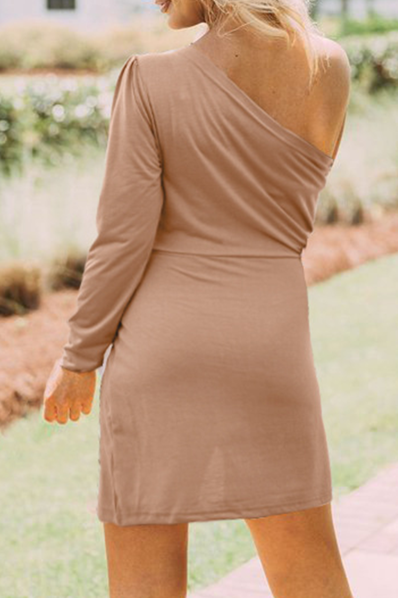 Split Joint Oblique Collar Pencil Skirt Dresses