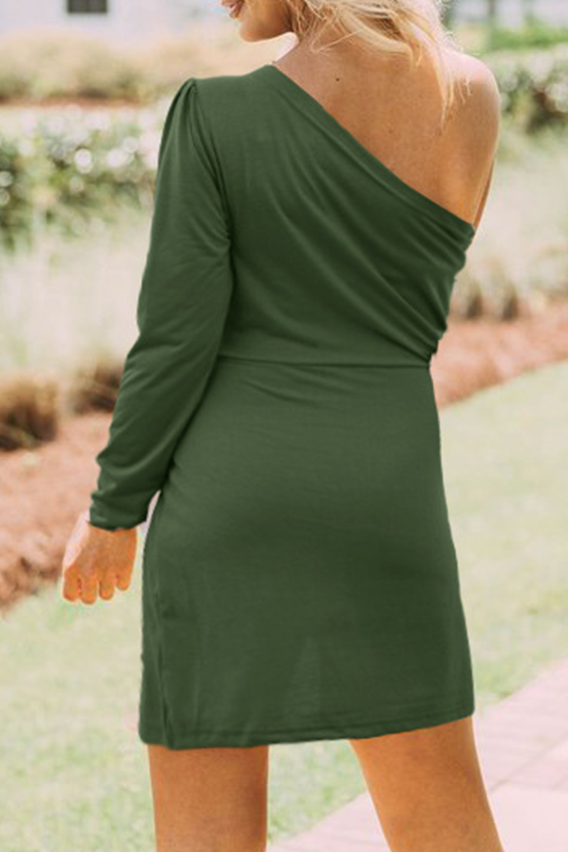 Split Joint Oblique Collar Pencil Skirt Dresses