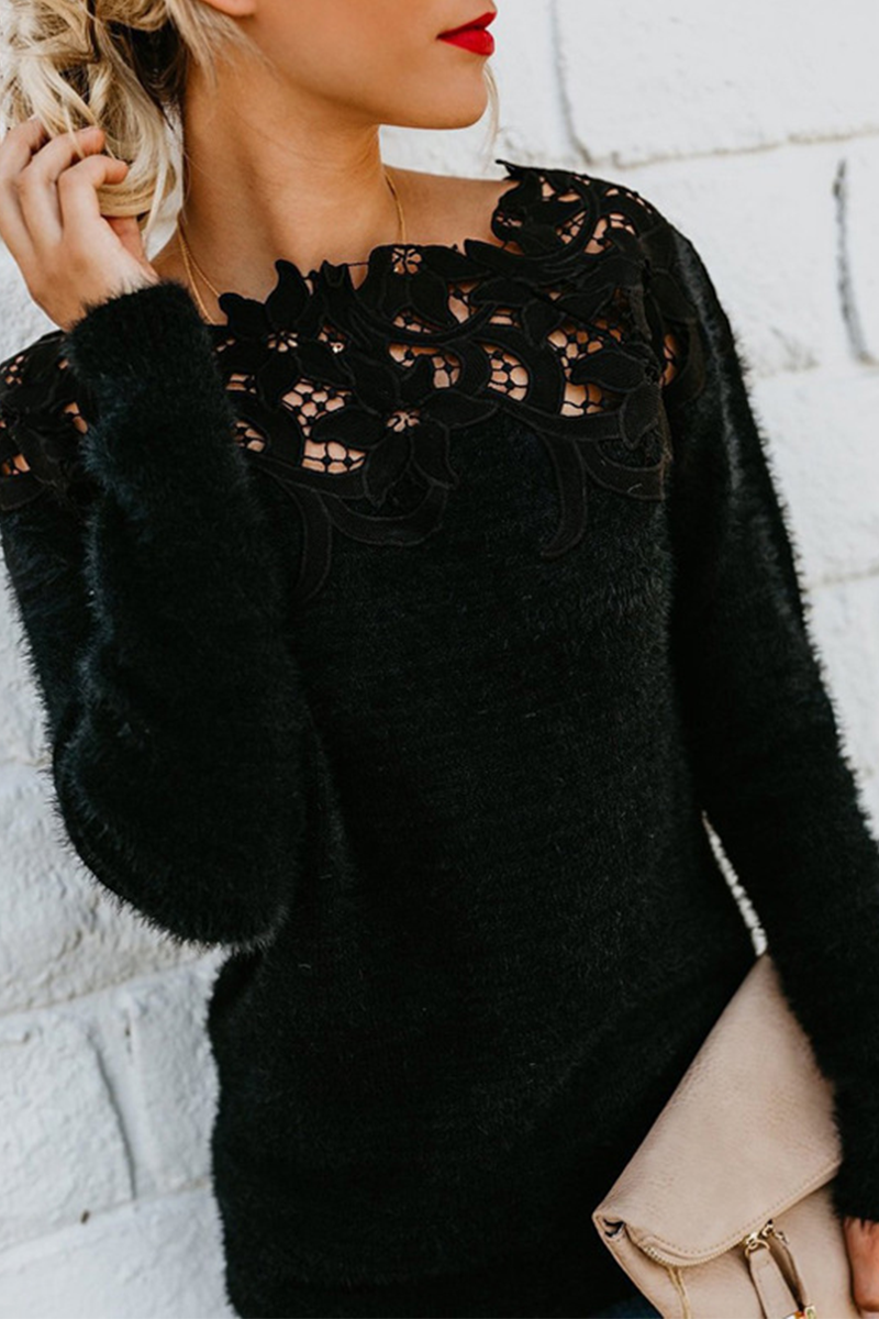 Lace Hollowed Out Off the Shoulder Tops Sweater(10 Colors)