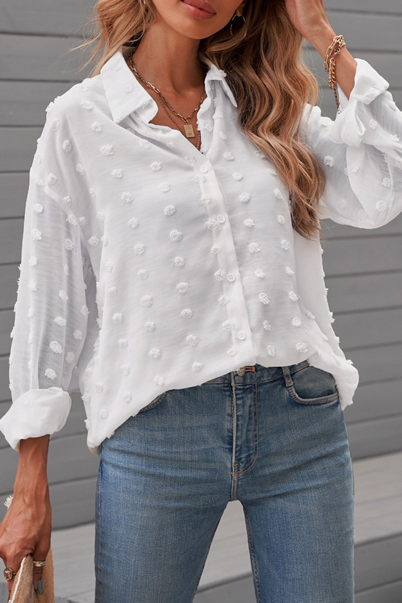Patchwork Buckle Turndown Collar Blouses(6 Colors)