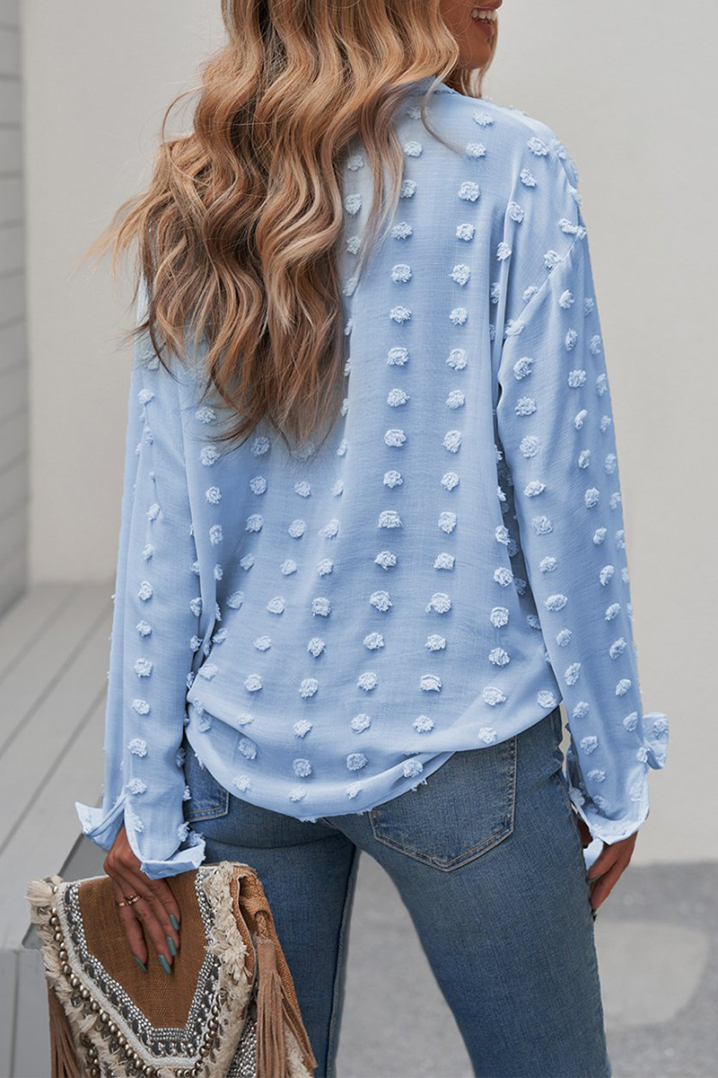 Patchwork Buckle Turndown Collar Blouses(6 Colors)