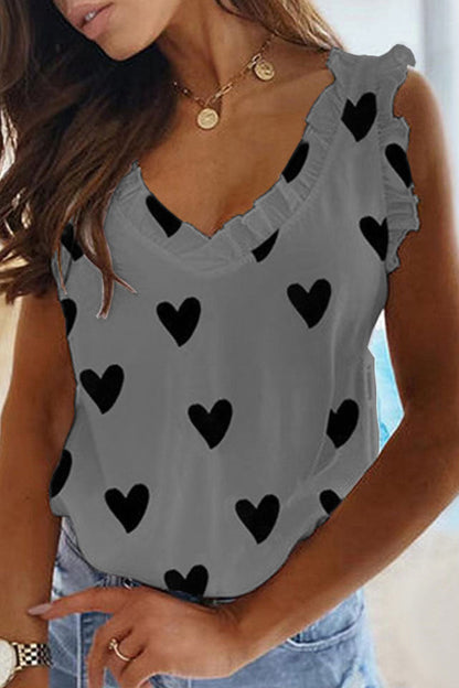 Print Patchwork V Neck T-shirts(6 Colors)