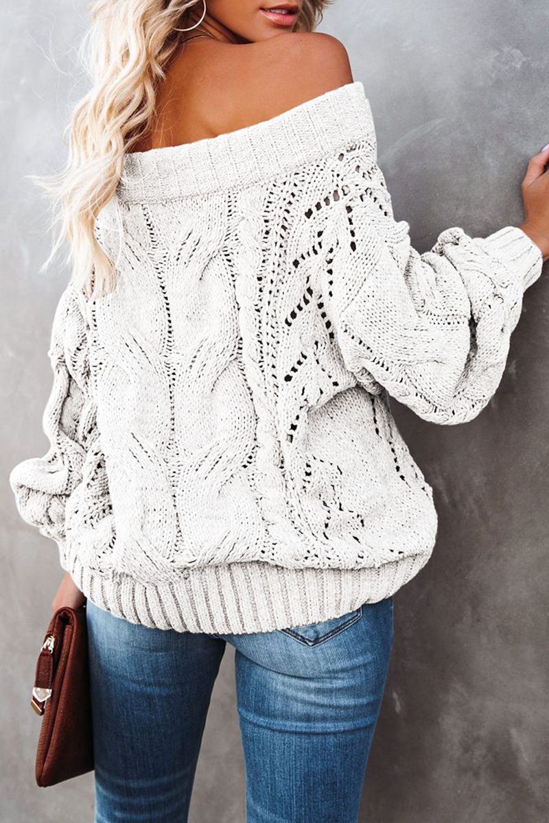 Street Patchwork Off the Shoulder Sweater(5 Colors)