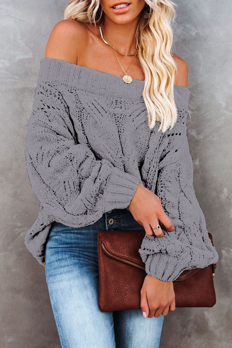 Street Patchwork Off the Shoulder Sweater(5 Colors)