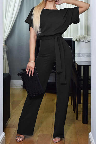Patchwork Strap Design O Neck Straight Jumpsuits(7 Colors)