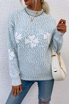 Snowflakes Basic Half a Turtleneck Sweaters(5 Colors)