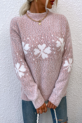 Snowflakes Basic Half a Turtleneck Sweaters(5 Colors)