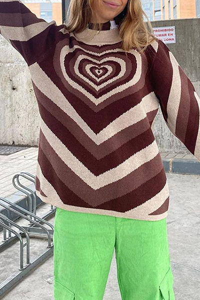 Street Print Patchwork Contrast Half a Turtleneck Tops Sweater(4 Colors)