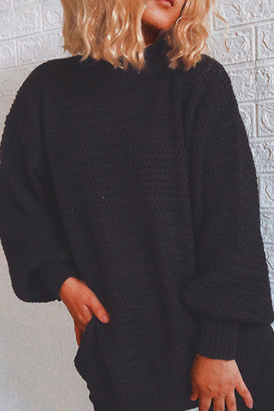 Slit Half a Turtleneck Tops Sweater