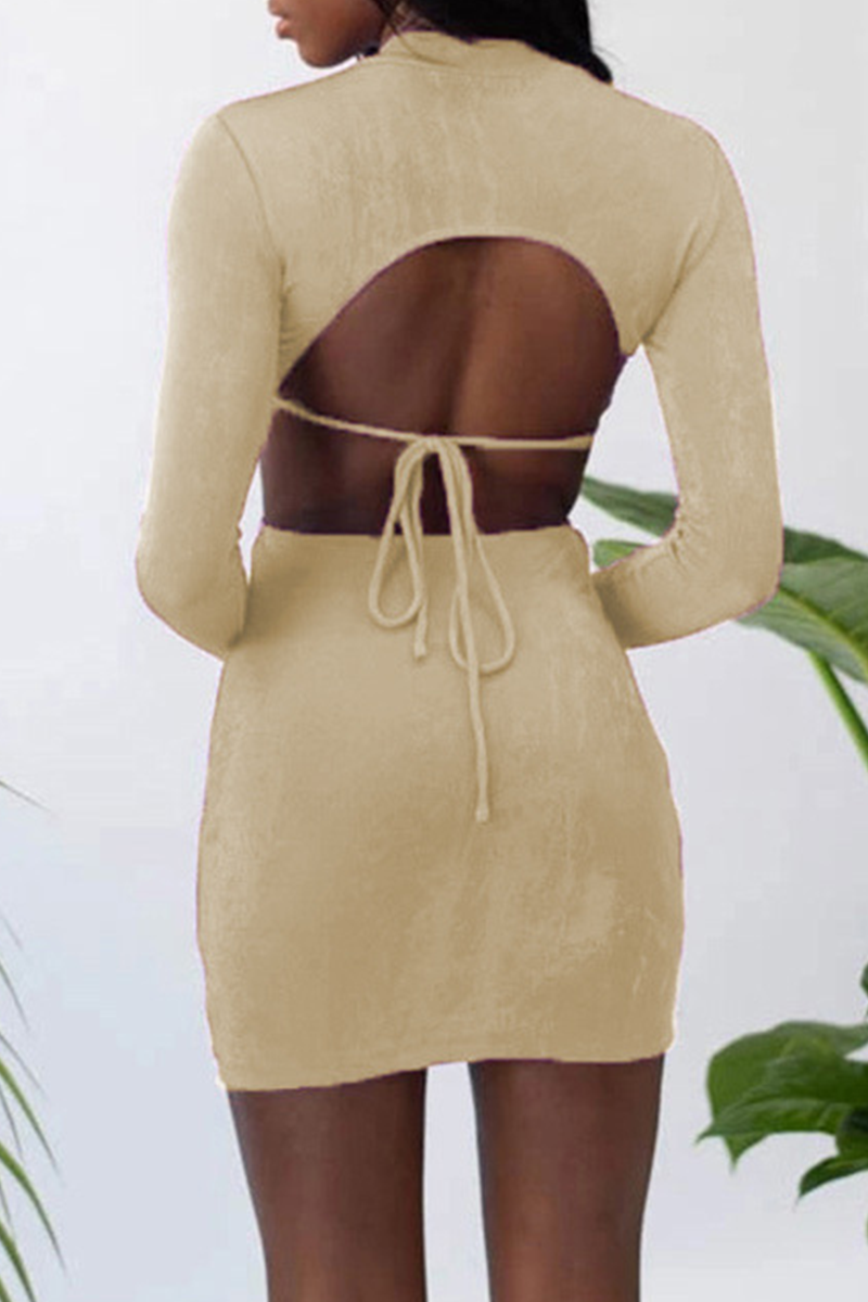 Hollowed Out Half a Turtleneck Pencil Skirt Dresses(8 Colors)