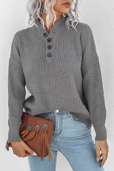 Split Joint Buckle Tops Sweater