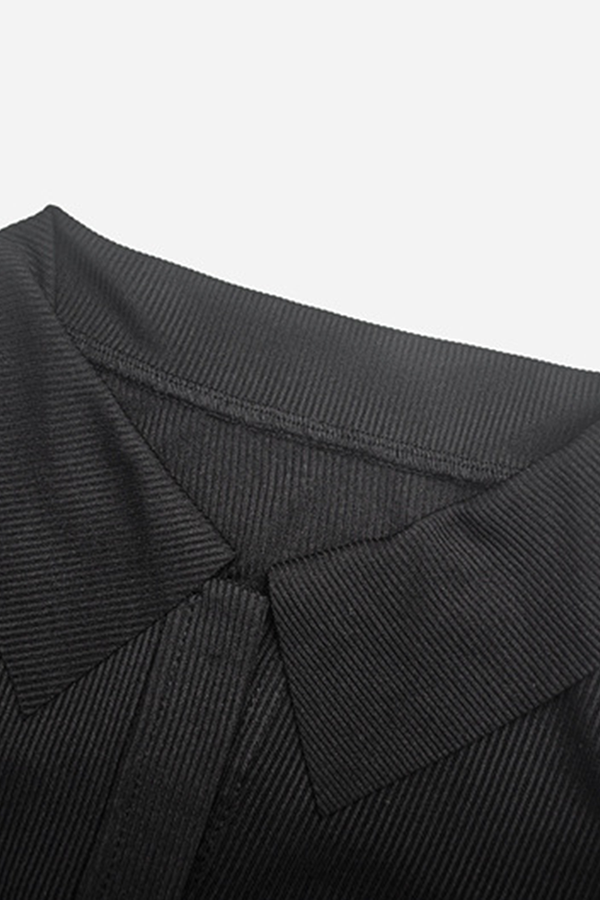 Street Frenulum Backless Slit Turndown Collar Wrapped Skirt Dresses