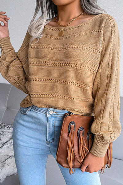 Pierced Split Joint Off the Shoulder Tops Sweater