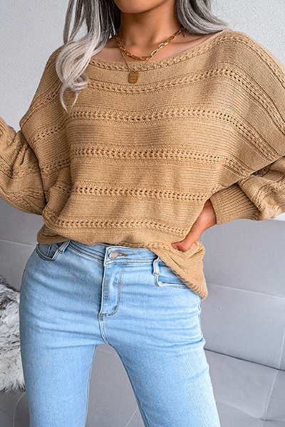 Pierced Split Joint Off the Shoulder Tops Sweater