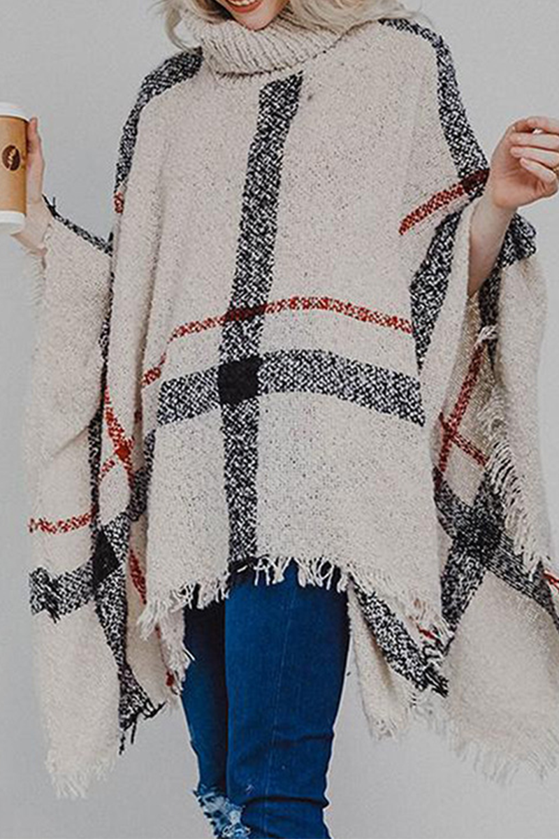 Patchwork Tassel Turtleneck Cardigans(3 Colors)